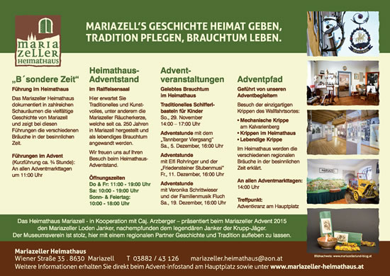 Mariazeller Heimathaus im Advent 2015 Mariazeller Heimathaus im Advent 2015
