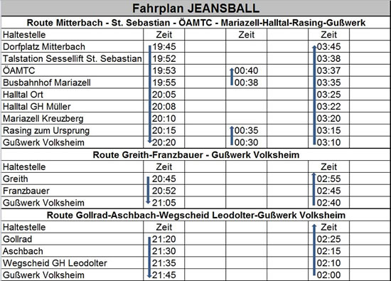 Fahrplan Jeansball Fahrplan Jeansball