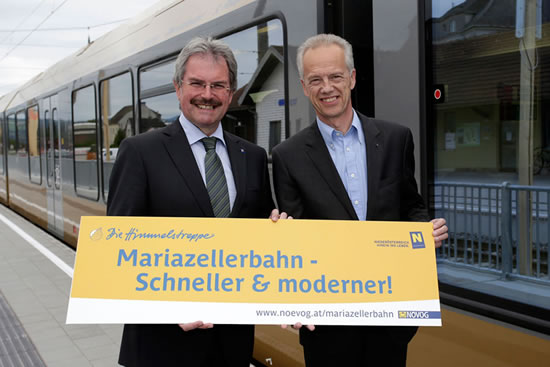 Deutlicher Fahrgastanstieg - Karl Wilfing und Gerhard Stindl. (© NÖVOG/Luger) Deutlicher Fahrgastanstieg - Karl Wilfing und Gerhard Stindl. (© NÖVOG/Luger)