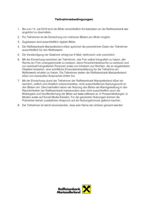 Raiffeisen Fotowettbewerb, Foto: Raiffeisenbank Mariazellerland