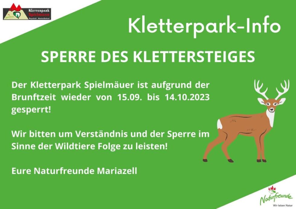 Sperre Kletterpark Spielmäuer - Plakat