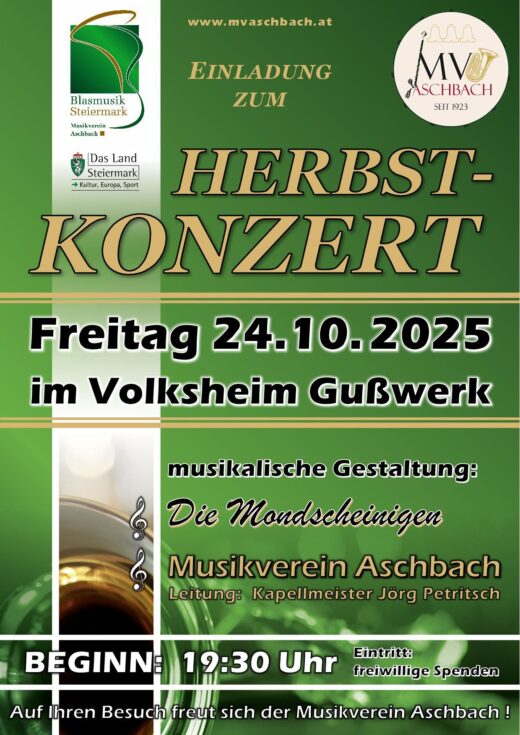 Plakat Herbstkonzert - MV Aschbach