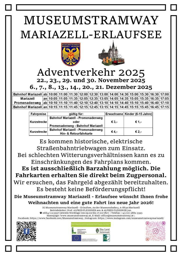 Fahrplan Tramway Advent 2025