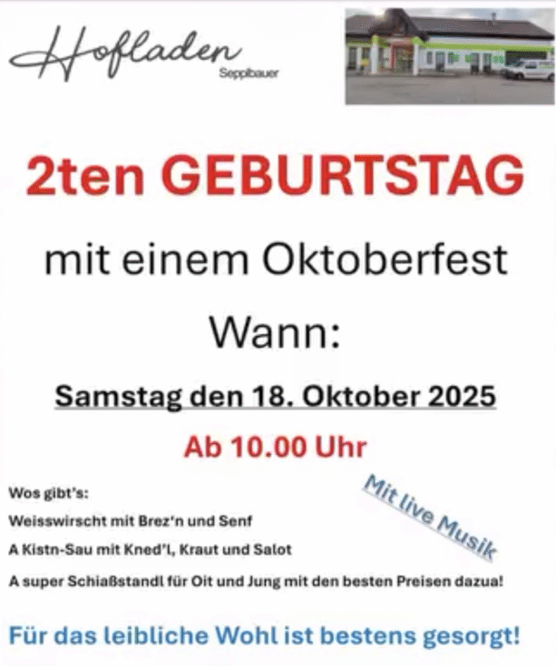 Hofladen Geburtstag - Grafik: Hofladen Sepplbauer / Facebook