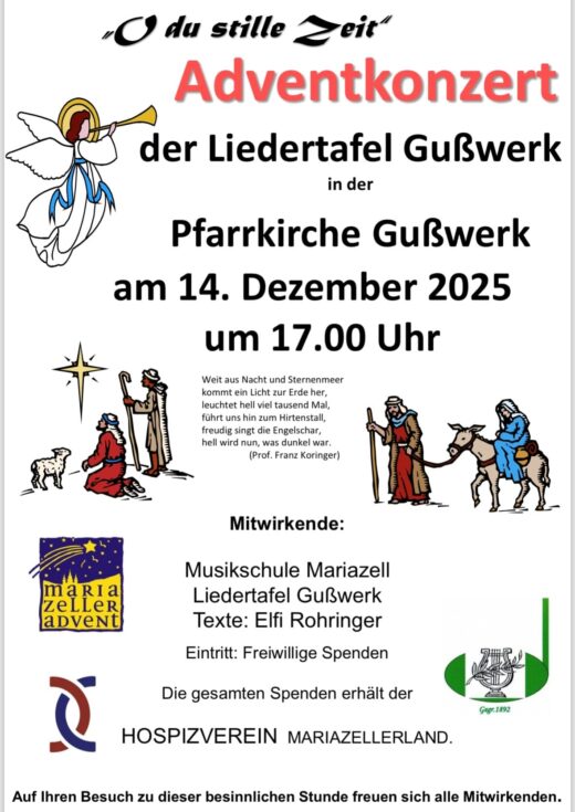 Adventkonzert der Liedertafel Gußwerk - Plakat: Liedertafel Gußwerk