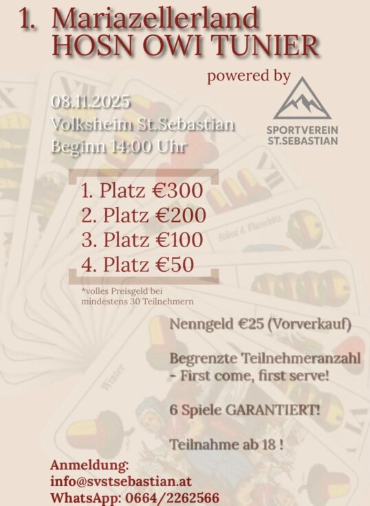 Mariazellerland Hosn owi Tunier - Plakat: SV St. Sebastian