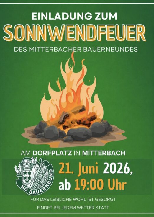 Einladung zum Sonnwendfeuer - Mitterbacher Bauernbund