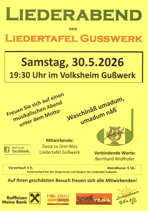 Liederabend der Liedertafel Gußwerk 2026