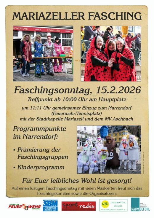 Plakat Mariazeller Fasching 2026