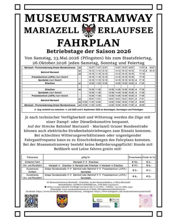 Fahrplan Museumstramway 2026