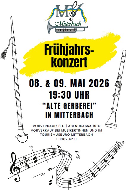 Plakat Frühjahrskonzert Musikverein Mitterbach
