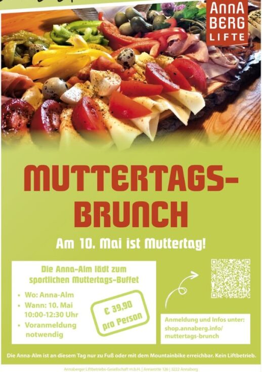 Plakat Muttertagsbrunch auf der Anna-Alm