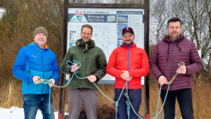 Kooperation Klettern: GR Wolfgang Höhn (Stadtgemeinde Mariazell), Fabian Müller (GF Mariazellerland GmbH), Toni Scherer jun. (Naturfreunde Mariazell) und BGM Thomas Teubenbacher (Gemeinde Mitterbach) ziehen an einem Strang - Foto: Mariazell Online