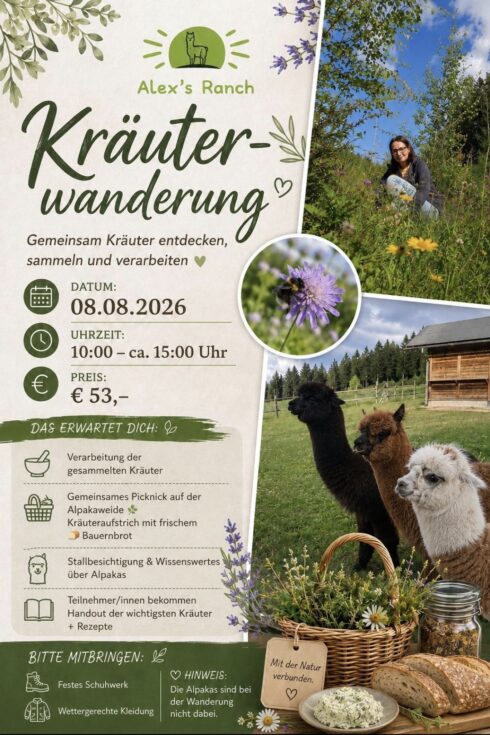 Kräuterwanderung auf Alex's Ranch