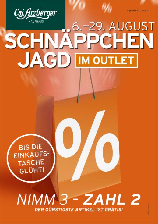 Plakat Schnäppchenjagd Kaufhaus Arzberger 2026