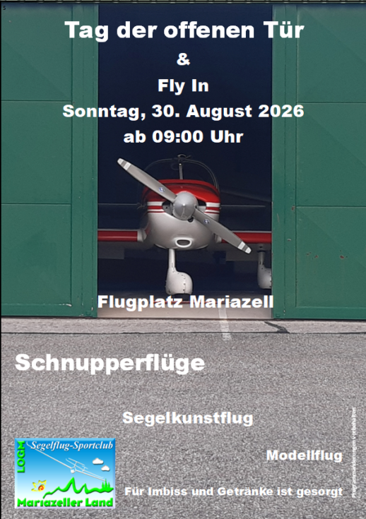 Plakat Tag der offenen Tür 2026 - Segelflugsportklub Mariazell