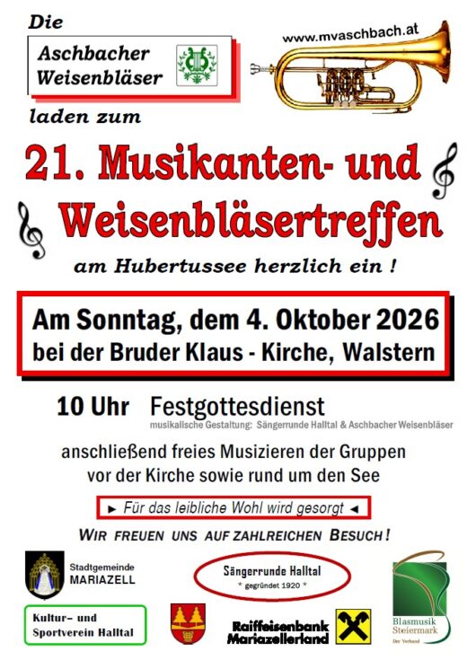 Plakat 21. Musikanten- und Weisenbläsertreffen am Hubertussee