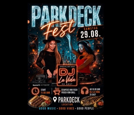 Parkdeck-Fest im Café-Restaurant Parkdeck 2026 - Plakat Jovic Dusko
