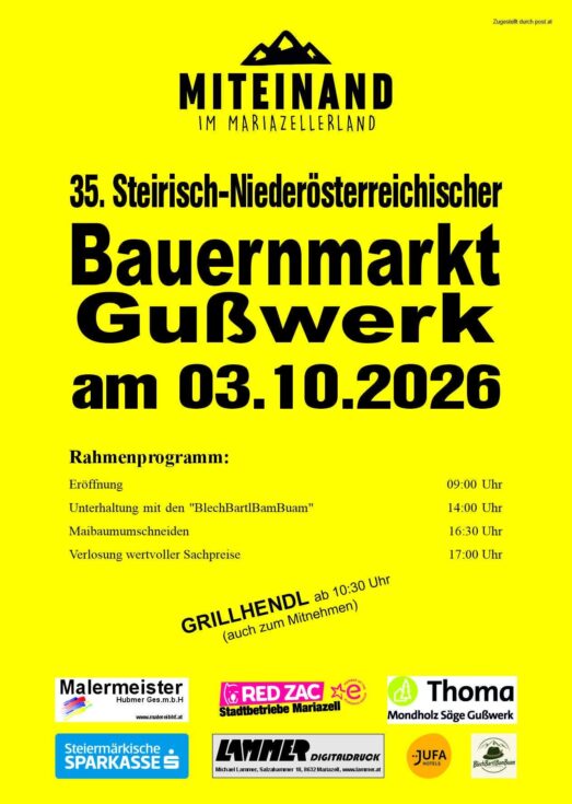 Plakat Bauernmarkt in Gußwerk