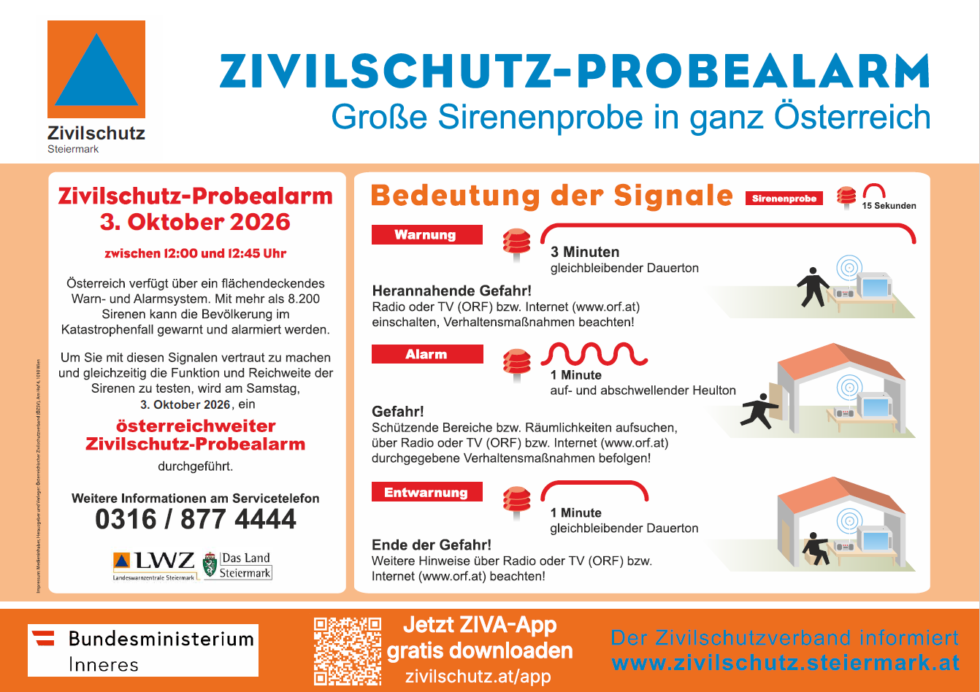 Zivilschutz-Probealarm - Foto: Zivilschutzverband Steiermark