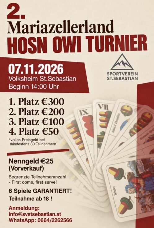 2. Mariazeller Hosn Owi Turnier - Plakat: SV St. Sebastian