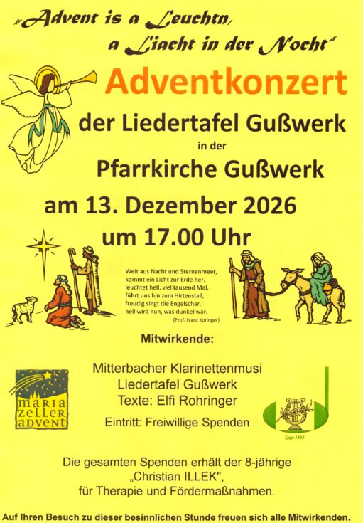 Plakat Adventkonzert - Liedertafel Gußwerk