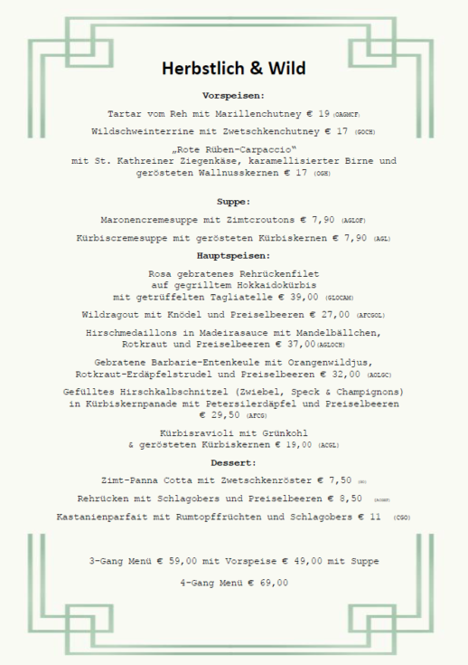 Herbstlich & Wild bei den "Drei Hasen"