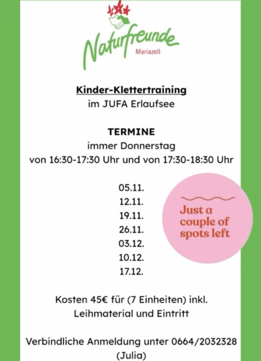 Kinder-Klettertraining - Naturfreunde Mariazell